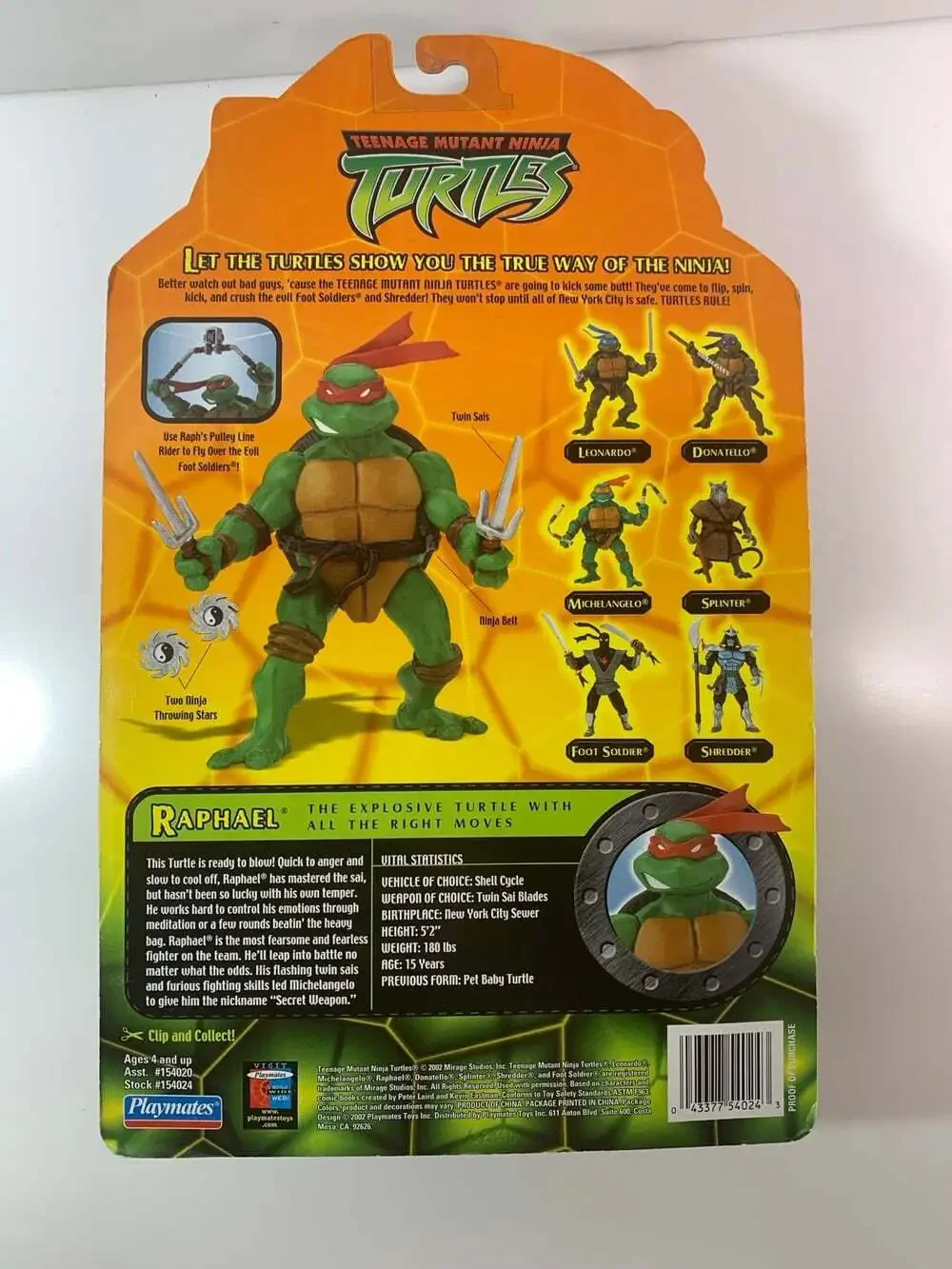 TMNT Raphael Action Figure 2002 Playmates Toys #154024